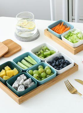 日式创意陶瓷分格盘零食干果盘围炉煮茶点心碟酒吧果盘 ktv小吃盘