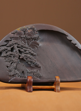 端溪 手工砚台有冻岩作品乔松之寿砚 收藏送礼书法用品肇庆端砚