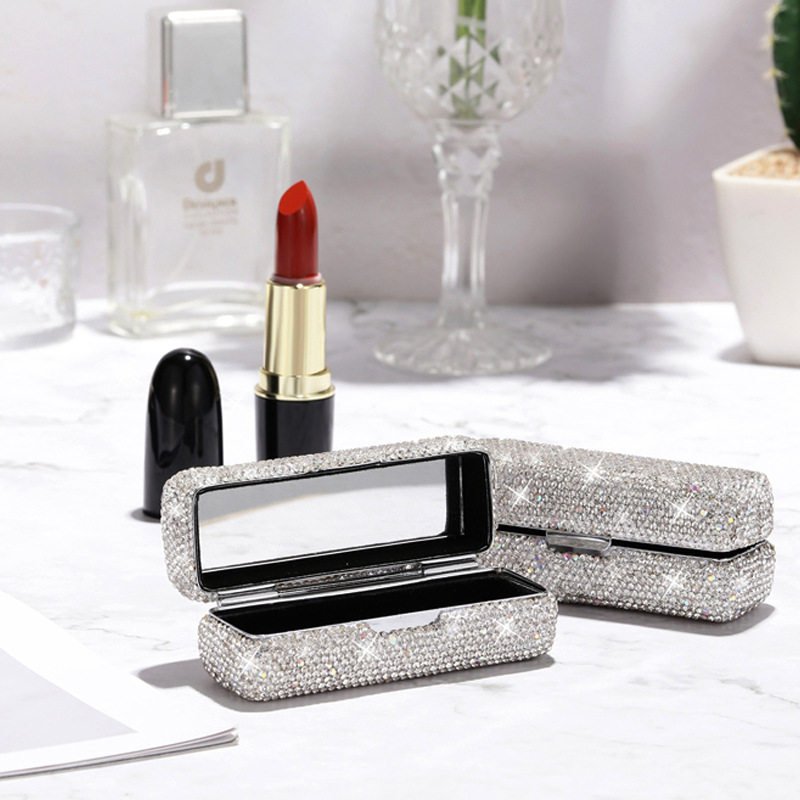 奢华创意闪钻水晶口红唇膏盒子 口红保护套带盖收纳盒 单支随身潮