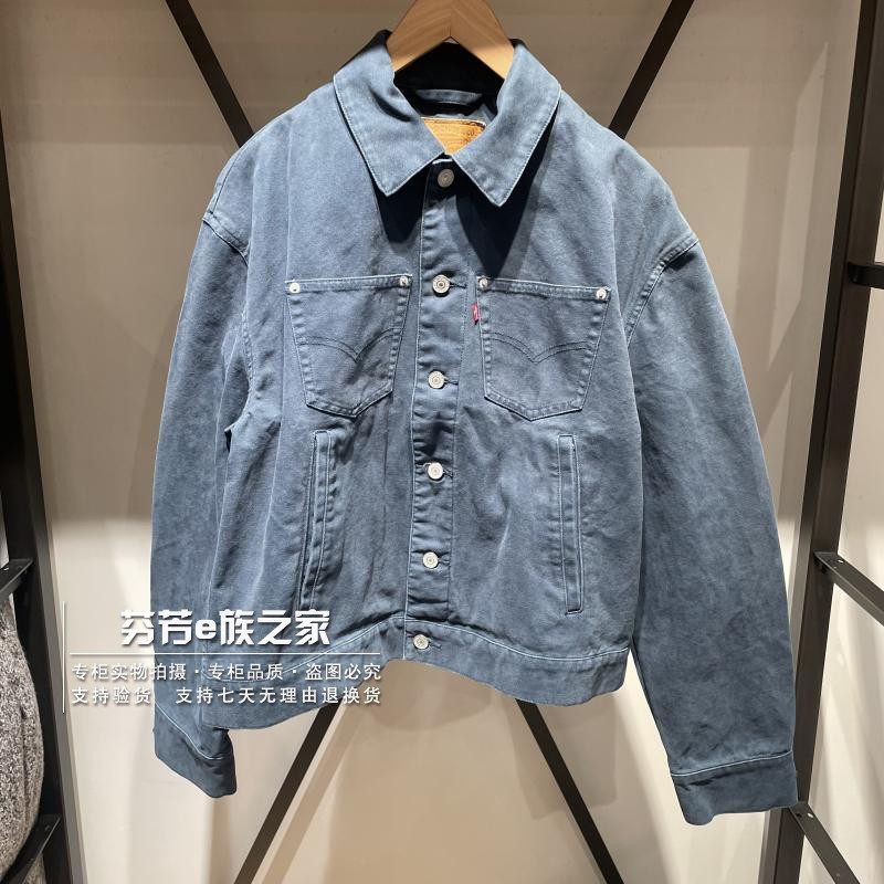 墨蓝色宽松牛仔夹克外套