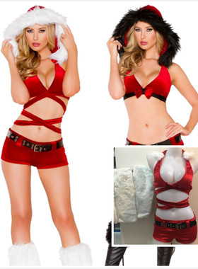 圣诞节服装红色圣诞装性感圣诞制服表演服圣诞红色比基尼套装写真