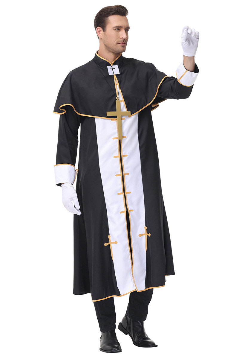 男士cos服大码牧师长袍