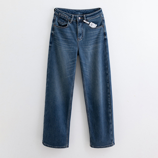 女加绒保暖宽松显瘦提臀老爹弯刀裤 高腰微弹牛仔裤 潮 新款 2025冬季