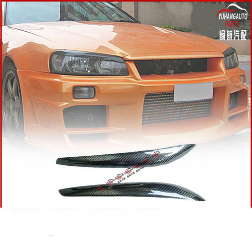 汽车改装前大灯装饰R34碳纤维