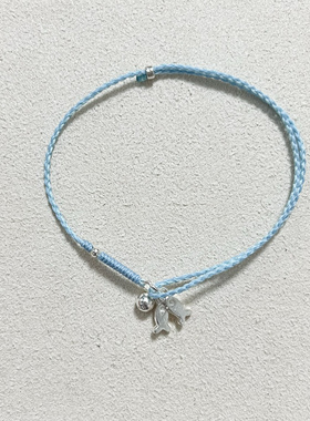 S925银小鱼手编绳可调节送闺蜜礼物简约百搭可爱