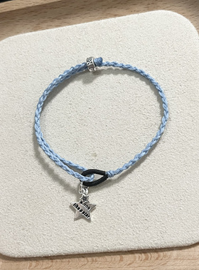 好运双子星s925银手工编织手绳可调节礼物情侣手绳