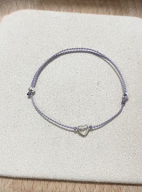 简约925银爱心手编绳叠戴马卡龙色系闺蜜礼物超细款手链