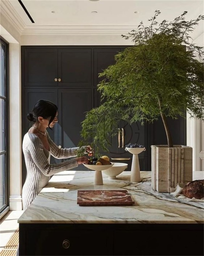 轻奢黄洞石装饰摆件坚果盘瓜餐厅果盘客厅餐桌样板房摆件收纳置物