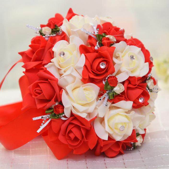 韩式新娘手捧花创意仿真玫瑰花球结婚手捧花影楼婚纱照道具花束