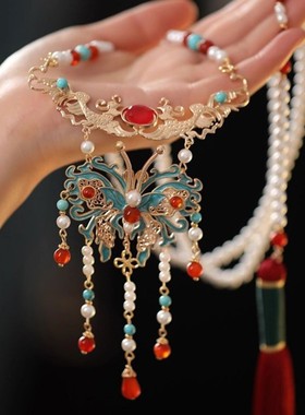 璎珞背云流苏长款古风汉服项链