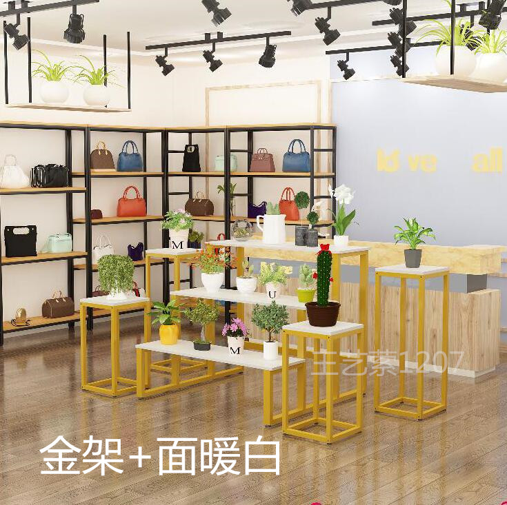 五件套多层展示架鞋店鞋架服装中岛展示台包包饰品女装流水台货架