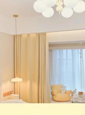 新款芝士奶油白软糯雪尼尔遮光面料鹅黄色乳酪黄卧室客厅书房法式