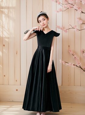 简约大方缎面女童礼服钢琴演奏服