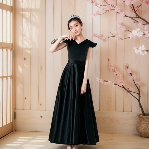 简约大方缎面女童礼服钢琴演奏服