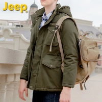 Xe jeep nam cộng với nhung dài phần quần áo cotton đích thực mùa đông trùm đầu áo khoác cotton - Bông áo khoác nam 2021