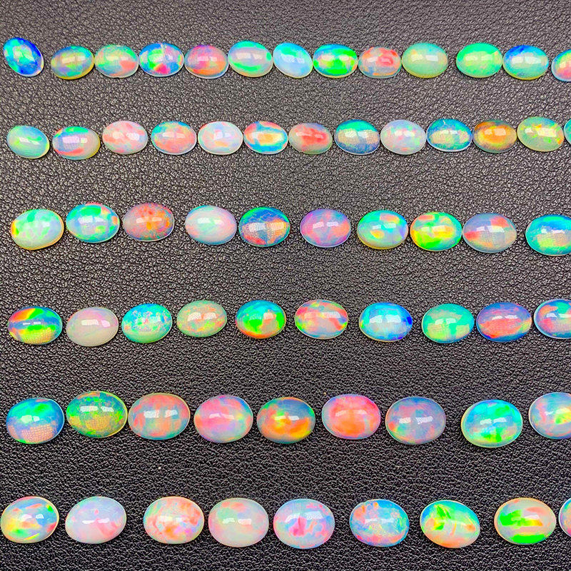 天然无忧化炫彩白欧泊5*7 6*8 7*9裸石手链戒指吊坠等支持复检