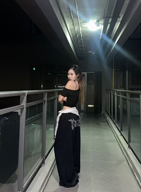 KIMMING 金大铭同款烫钻印花宽松休闲卫裤 街舞爵士 男女同款