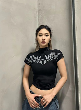 KIMMING金大铭同款修身露脐短款上衣 爵士女