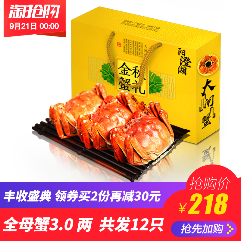 正宗陽澄湖大閘蟹鮮活螃蟹10只裝3兩現貨全母順豐包郵特大禮盒裝