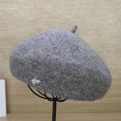 HAKUZU百搭日系锆石天鹅饰羊毛贝雷帽 秋冬画家帽 女士英伦南瓜帽