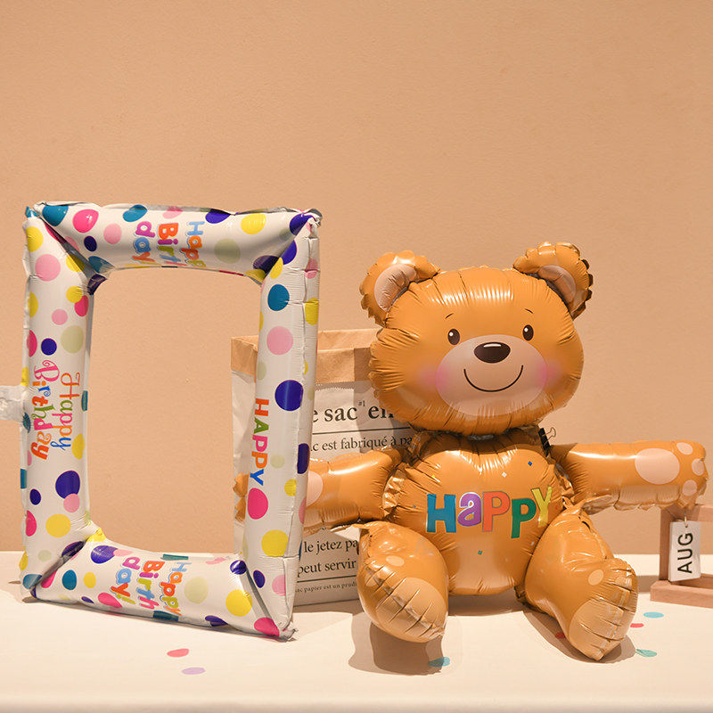 ins风韩国抱抱熊立体铝膜气球卡通可爱生日派对拍照道具波点相框,节庆用品/礼品,气球,淘宝优惠券,粉丝福利购,淘宝优惠卷