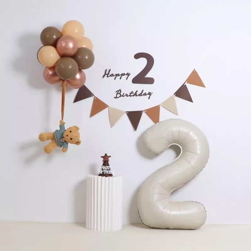 网红十周岁生日小熊气球场景布置装饰品儿童宝宝男女孩派对背景墙