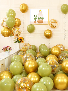 绿色森林系气球装 饰儿童生日氛围场景布置牛油果绿无毒汽球