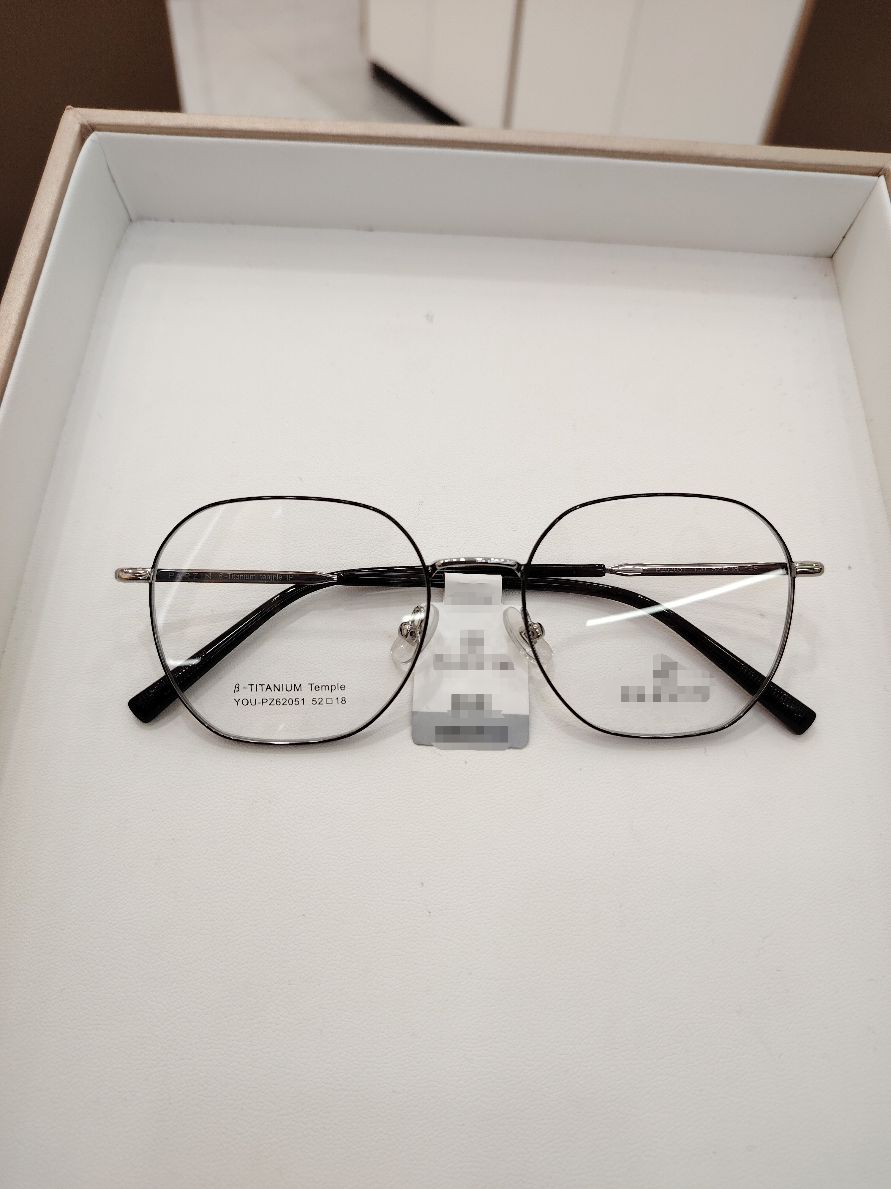 卓视优选眼镜52-18新款小脸方镜框超轻钛架明星款黑银色近视62051