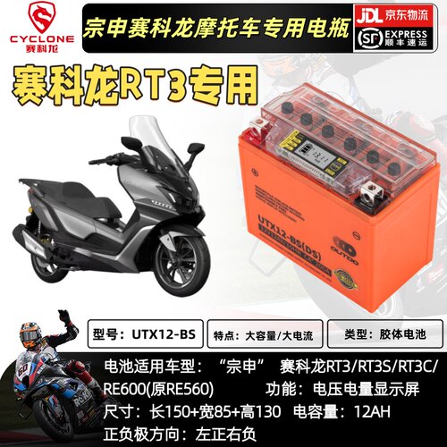 赛科龙RX1/RT3/RE3/RX3S/RX4/RZ3RC3摩托车电瓶12V大排量专用锂电