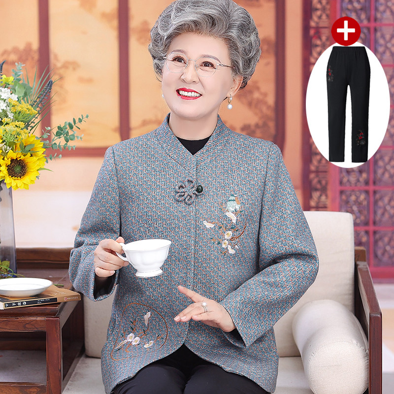奶奶装秋冬装大寿生日唐装外套中老年人女妈妈装春秋老太太上衣服