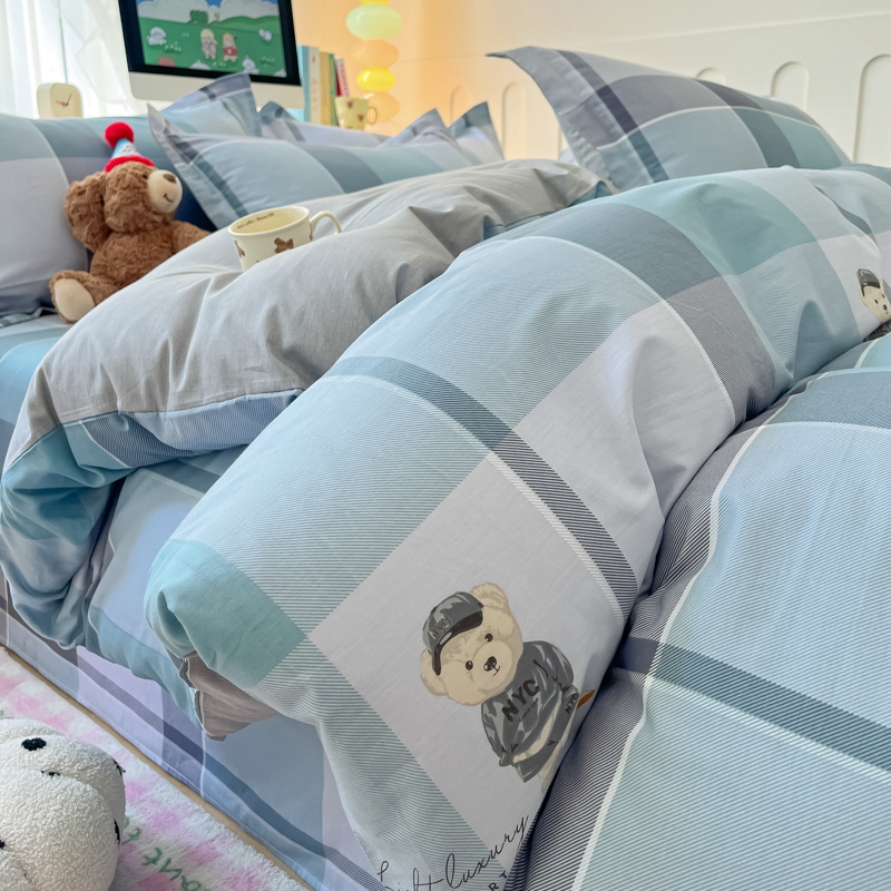 莫凡家纺床上四件套纯棉全棉100小清新被套被罩床笠学生宿舍4件套