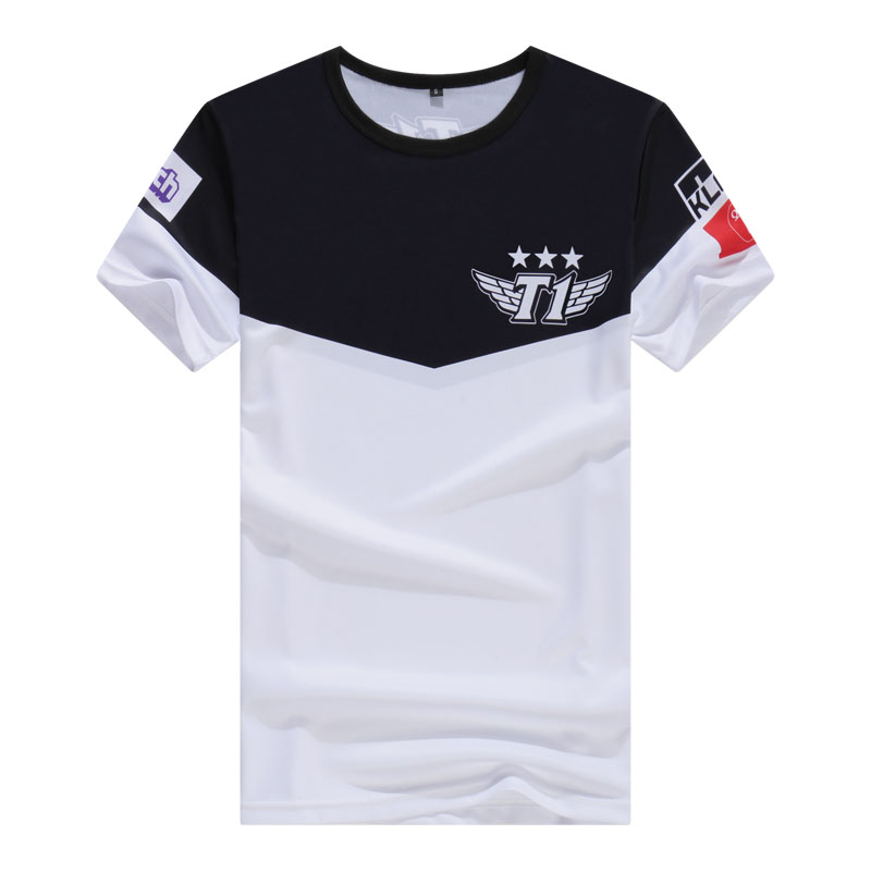 59.00元包邮LOL英雄联盟SKT1队服skt战队队服faker同款衣服帅气短袖t恤拼色男