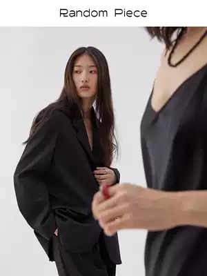 Randompiece2021 autumn worsted wool three-grain button classic lapel loose straight suit