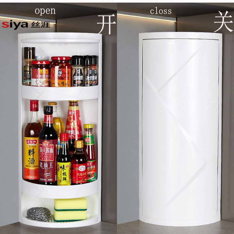 厨房旋转置物架专用三角壁挂式免打孔转角调料调味品置物架浴室柜
