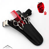 轩娇专业发型师工具包真皮剪刀袋黑色三角袋腰袋美发工具包