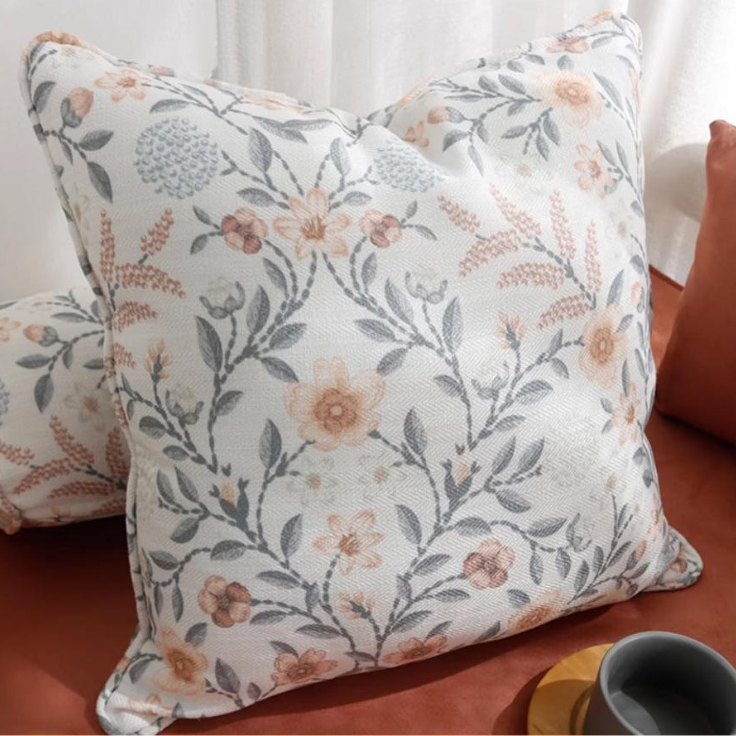 抱枕套美式田园靠垫印花棉麻法式