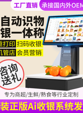 Ai智能识别称重收银一体机新蜜1691T触摸双屏水果店生鲜熟食蔬菜冒菜香锅散称零食糕点收款机超市电子收银秤