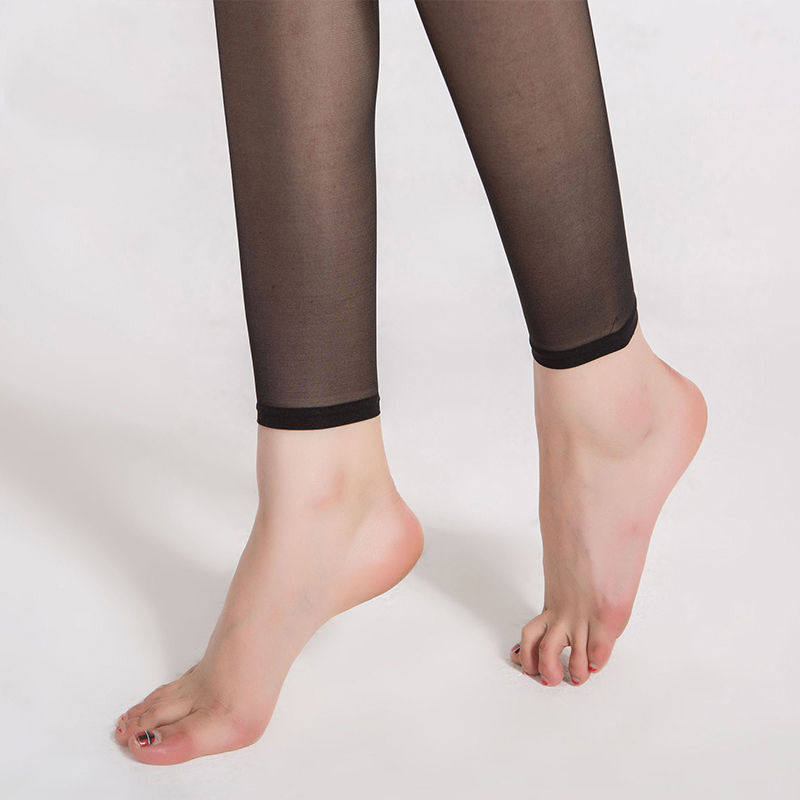 浪莎丝袜女防勾丝连裤袜九分夏季薄款黑肉色超薄透明隐形长筒连脚