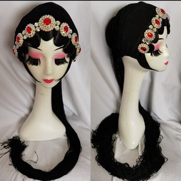 戏曲戏剧京剧头饰头套仿真贴片头饰青衣花旦头饰头套贵妃凤冠底帽