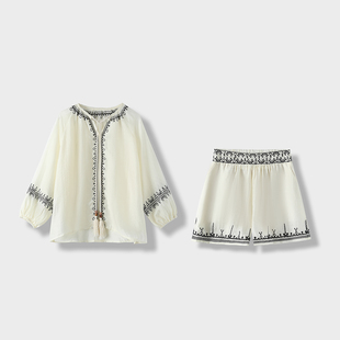 [格格来了专属]田园刺绣两件套百搭显瘦