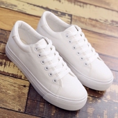 新款 百搭布鞋 小白鞋 增高学生韩版 女厚底松糕白色帆布鞋 2025春季