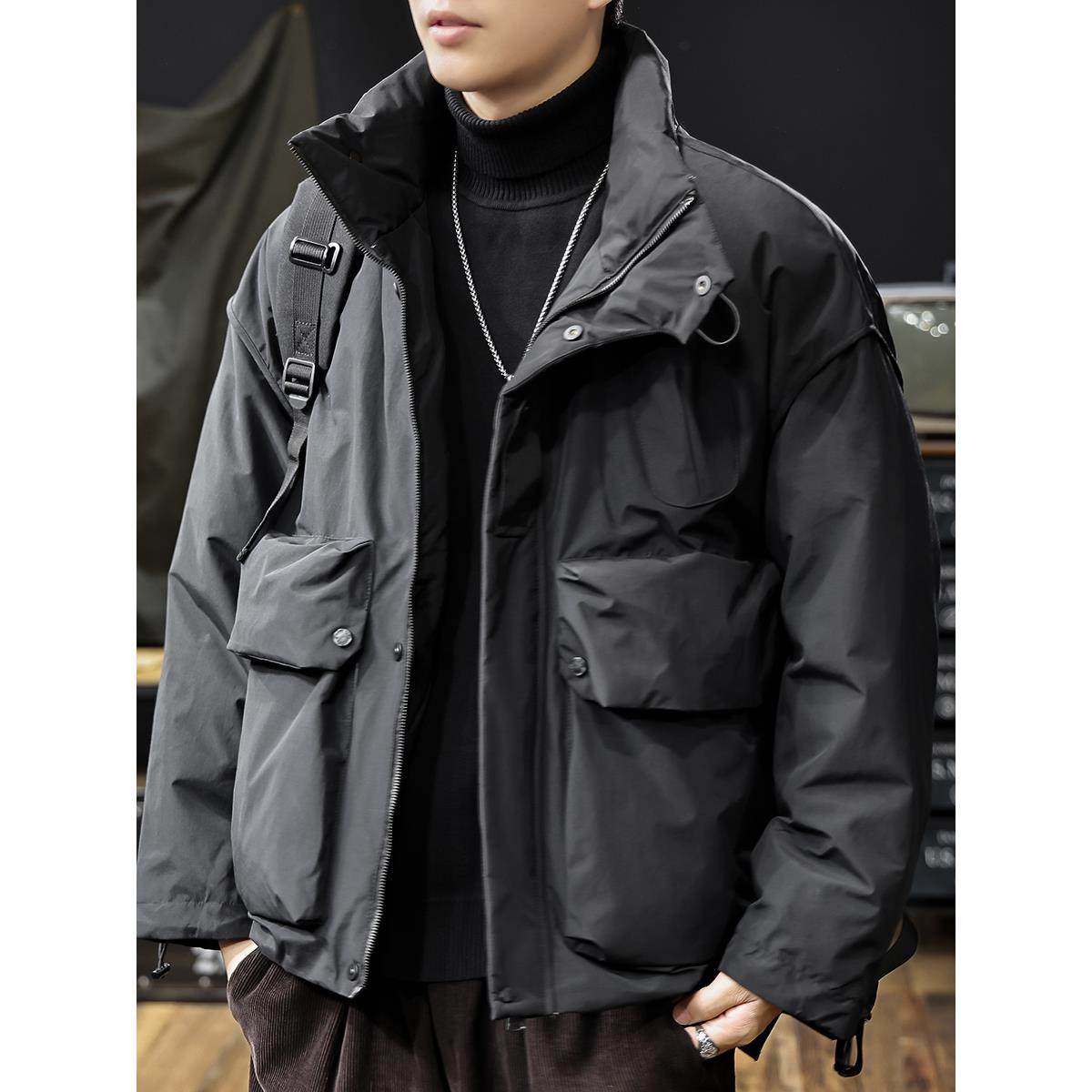 美式潮牌工装短款羽绒服男2025冬季新款高充绒量加厚保暖防风外套