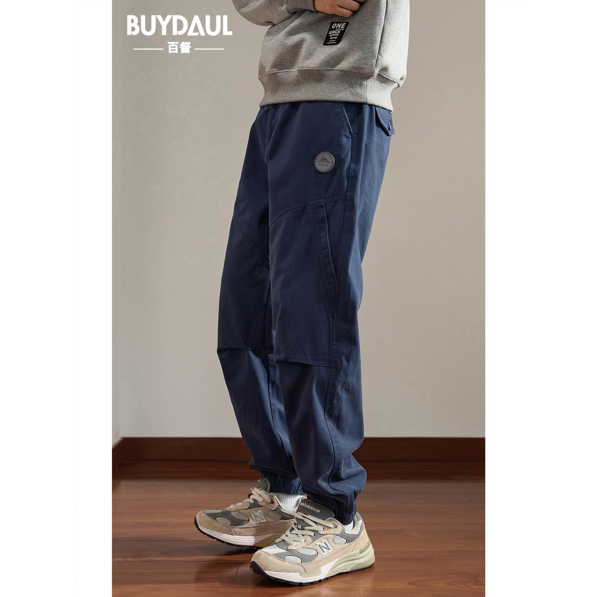 2025秋季新款男士休闲裤美式复古纯棉宽松束脚运动长裤潮牌工装裤