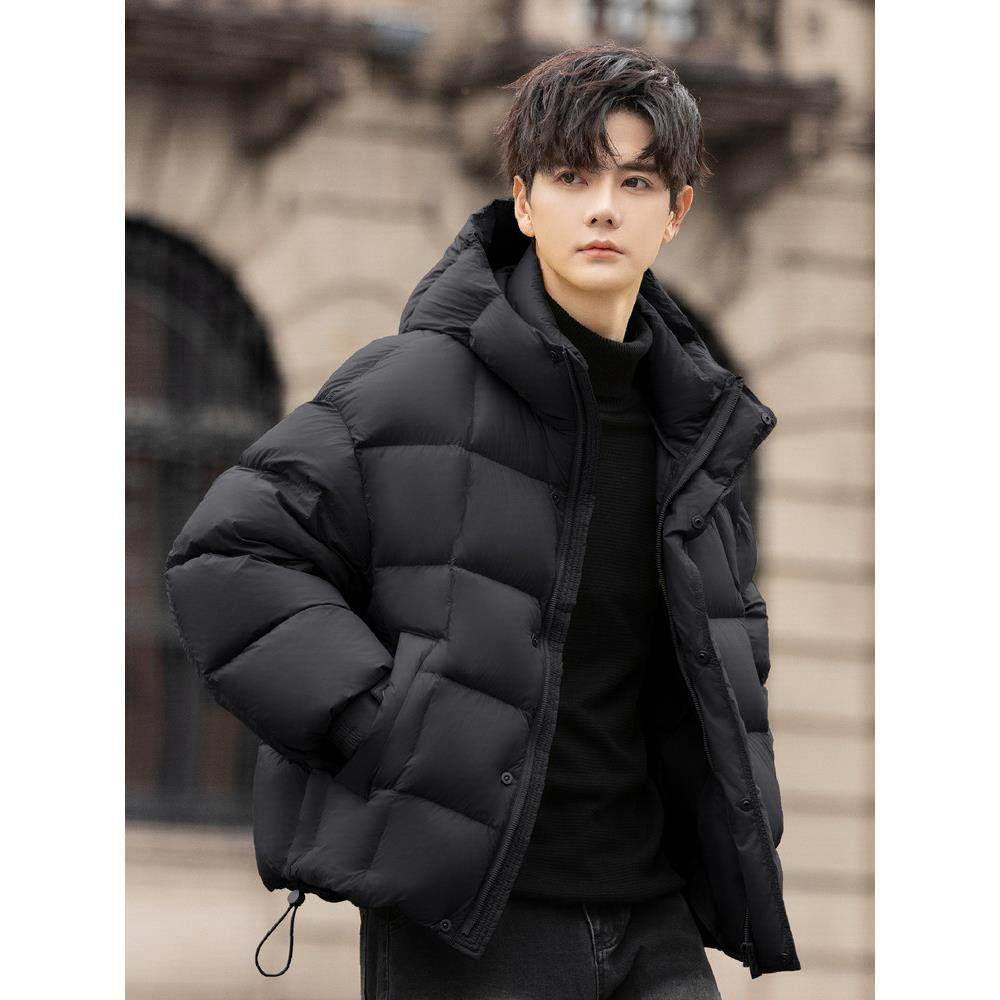 男士2025新款冬季羽绒服短款加厚高充绒量泡芙保暖青少年龟背外套