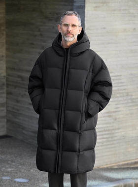 322g高充绒量羽绒服男士中长款2025冬季新款连帽宽松超厚保暖外套