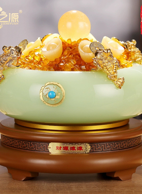 礼之源琉璃白玉四方纳财金蟾聚宝盆招财摆件财源滚滚乔迁开 业礼