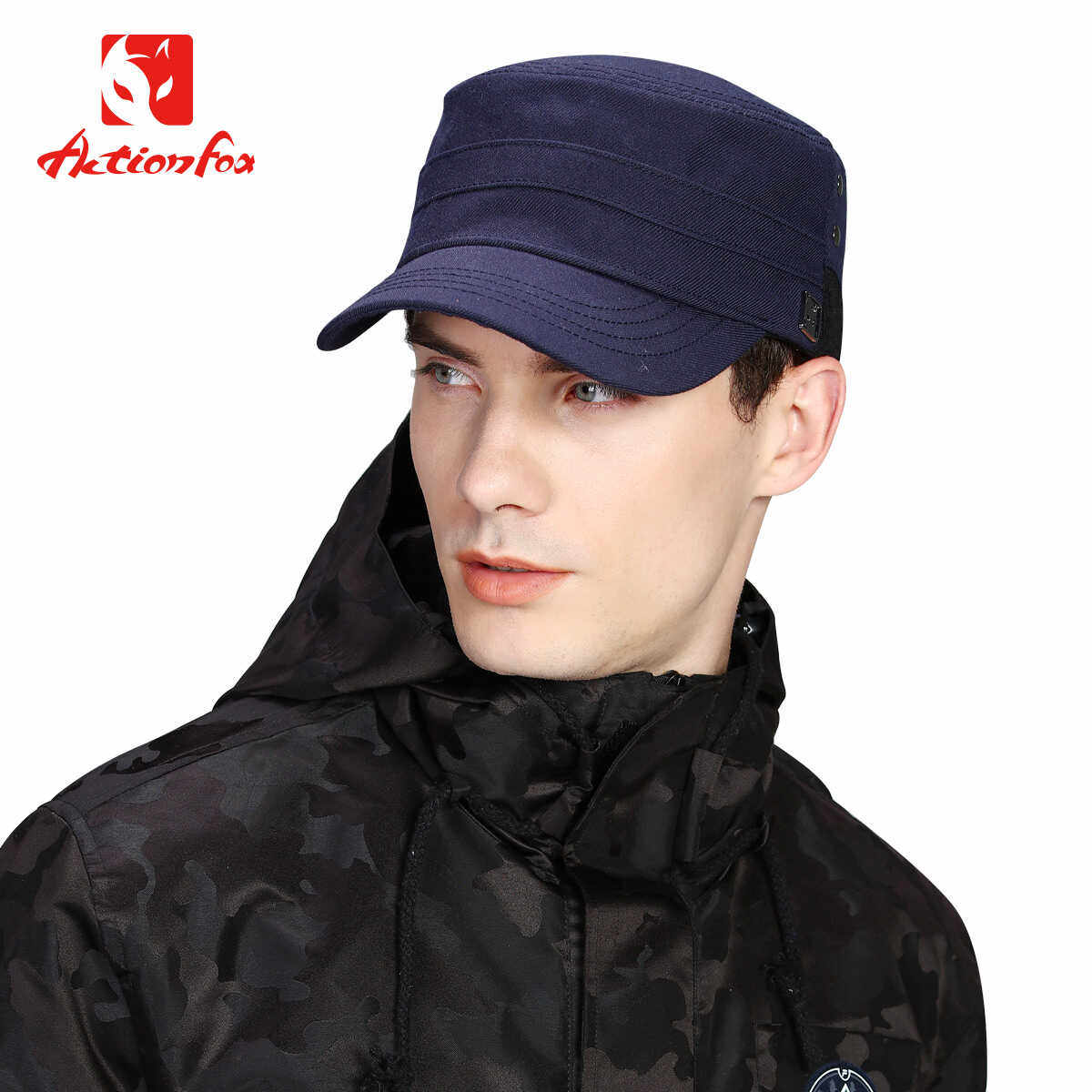 快乐狐狸帽子男羊毛休闲黑色中青年平顶帽户外遮阳鸭舌帽630-5019