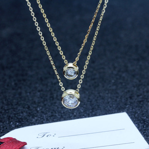 奢瑞珠宝14K黄金圆形锆石项链单钻简约百搭明星同款时尚颈饰推荐