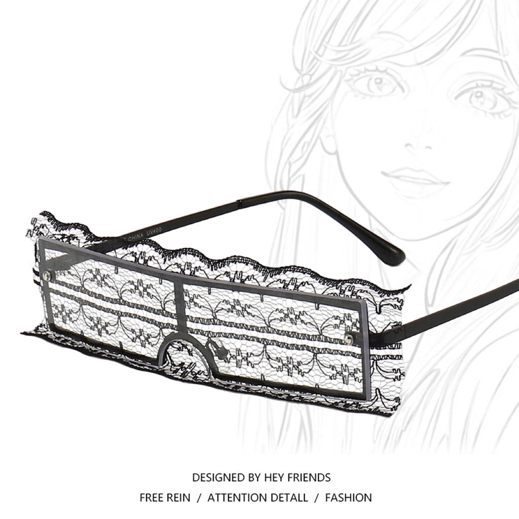 小红书网红同款遮脸墨镜时尚蕾丝装饰舞会派对凹造型街拍太阳镜