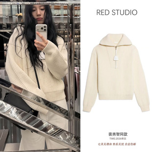 裴秀智同款白色时尚宽松慵懒风套头毛衣女韩版百搭松弛感针织上衣